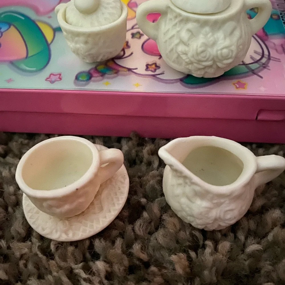 Vintage miniature bisque porcelain tea collection